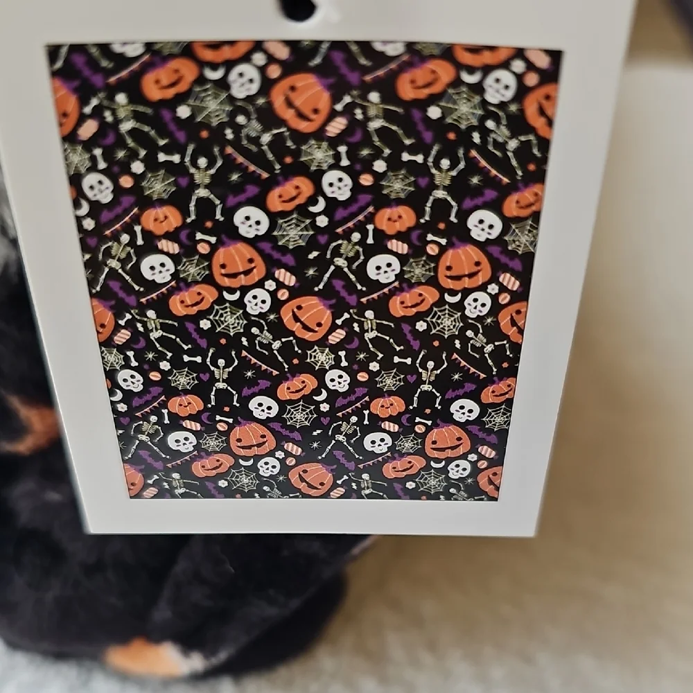 New Spooky Town Halloween Flannel Throw Black Orange Purple 70x50